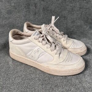 Saucony Sneaker Jazz Court Mens 6 Off White Cream Leather Suede Casual